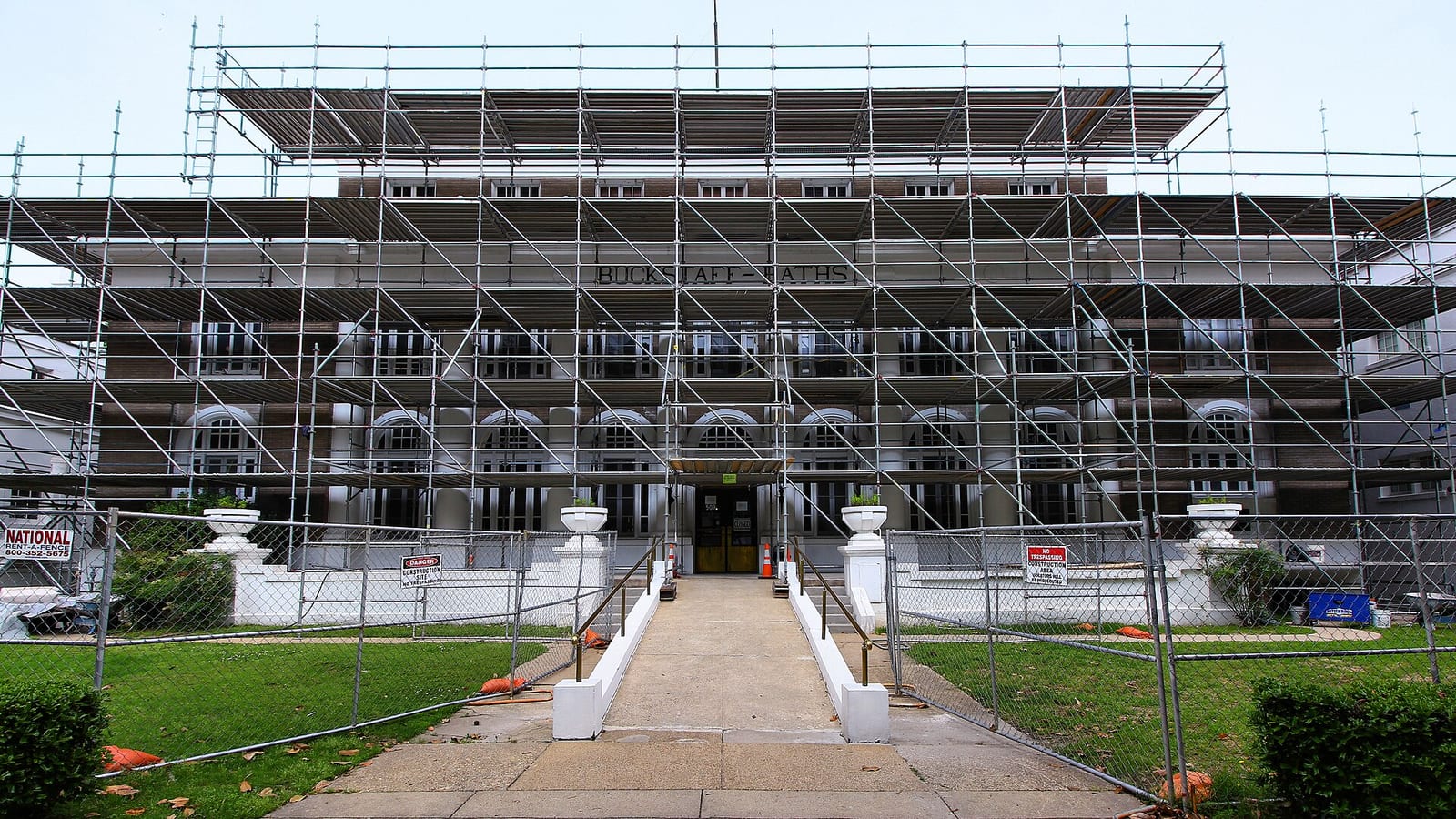 The Buckstaff Bathhouse in Hot Springs National Park , Hot Springs, Arkansas, United States undergoing renovation. The bathhouse was built in 1912 and listed on