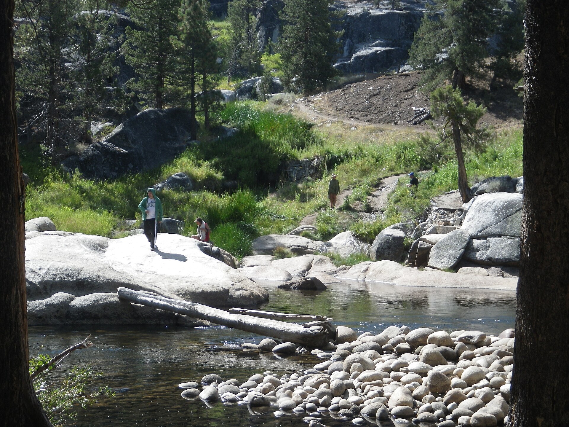 Crossing the San Joaquin River at Mono Hot Springs