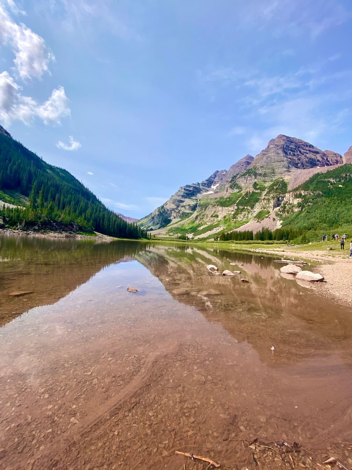 A photo taken of Crater Lake in Colorado's Maroon Bells Recreation Area.