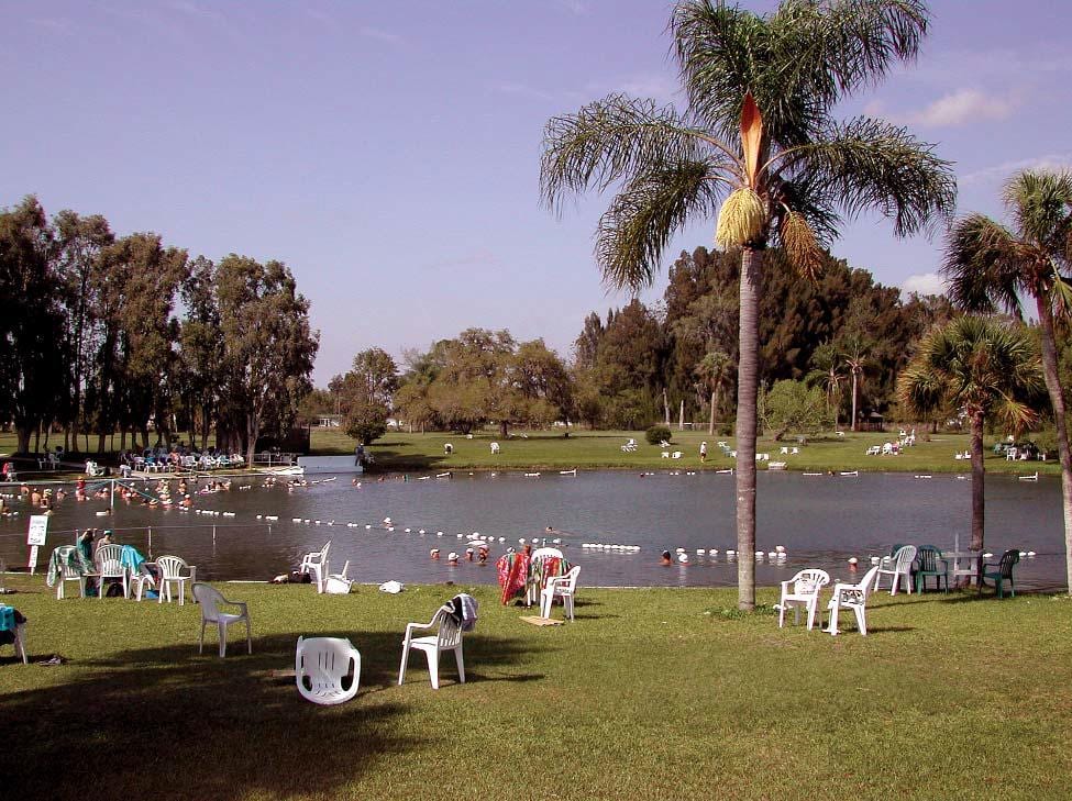 Aerial view of Warm Mineral Springs and surrounding park