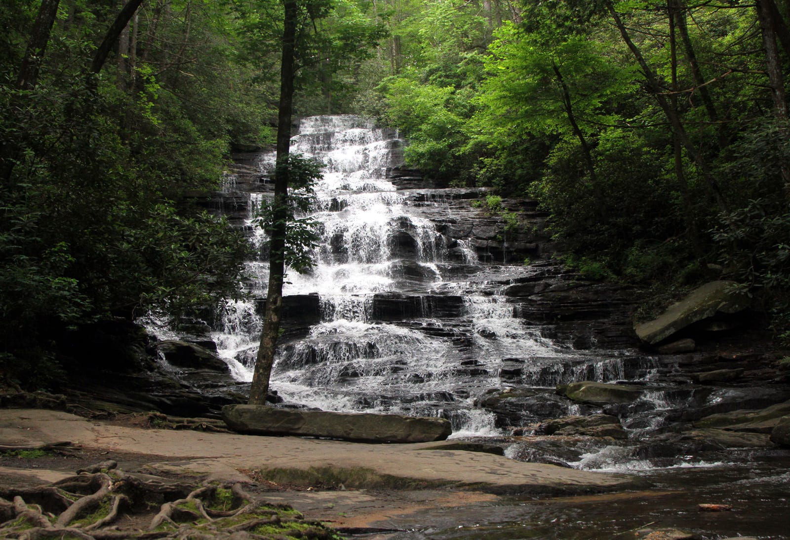 Afternoon light at Minnehaha Falls, a beautiful cascade, a few hundred yards above Lake Rabun. An afternoon I thoroughly enjoyed, and a highlight of the trip.