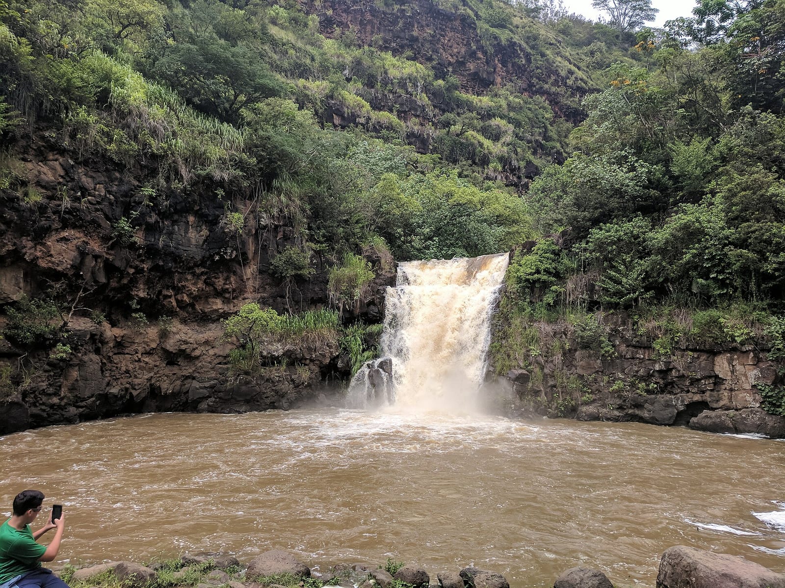 Waterfall pool at Waimea Valley, Oahu, Hawaii