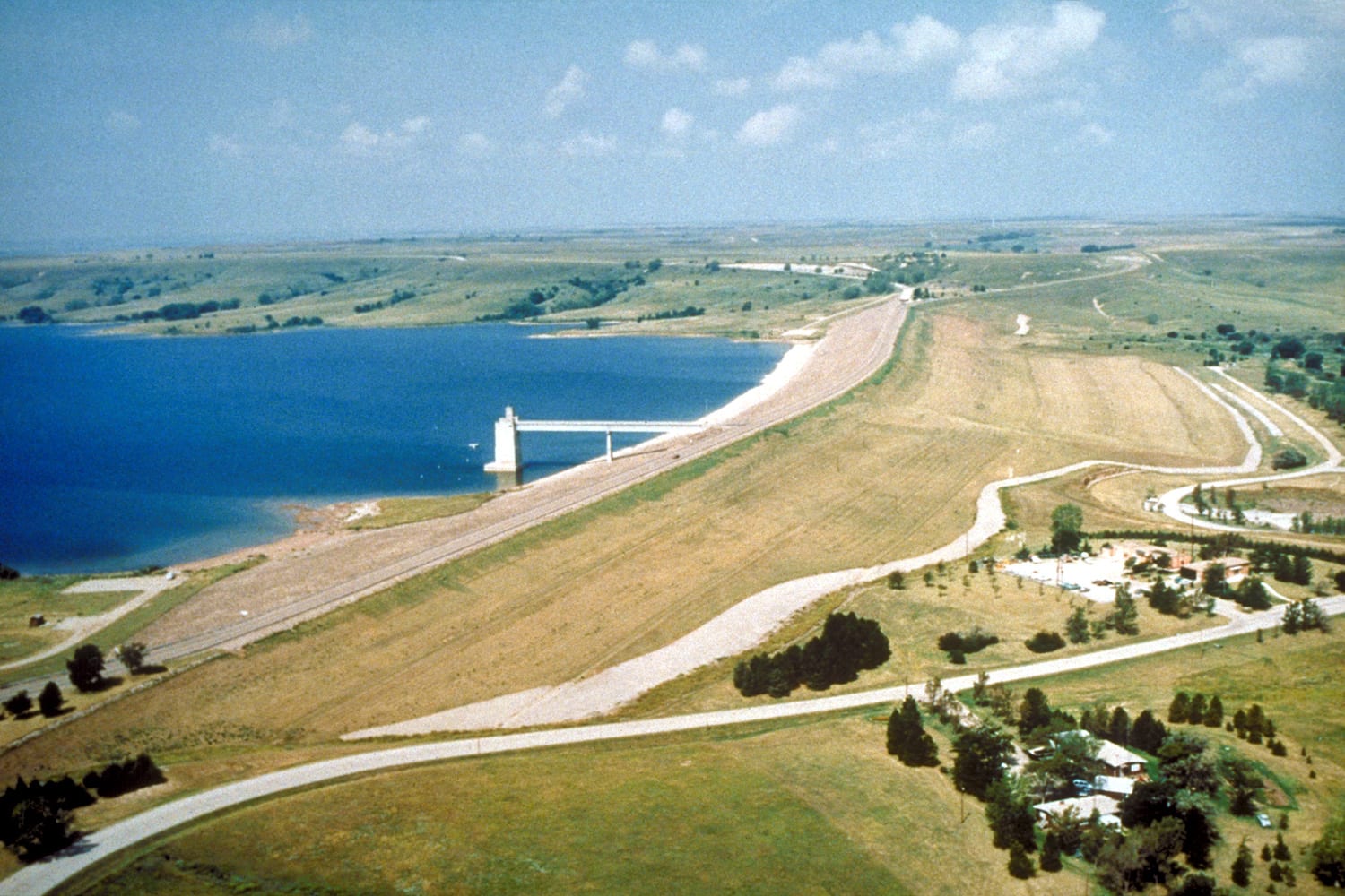 Wilson Dam and Wilson Lake on the Saline River, Russell County, Kansas, USA.