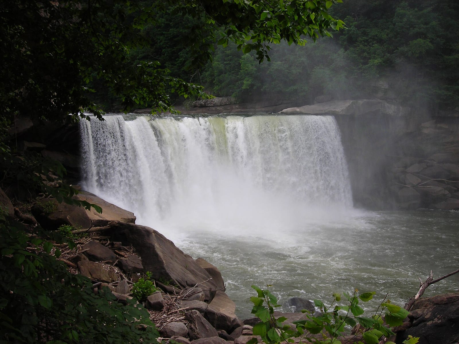Cumberland Falls is located just inside of Whitley County, Kentucky, as part of the Daniel Boone National Forest and a Kentucky state park centered around the f