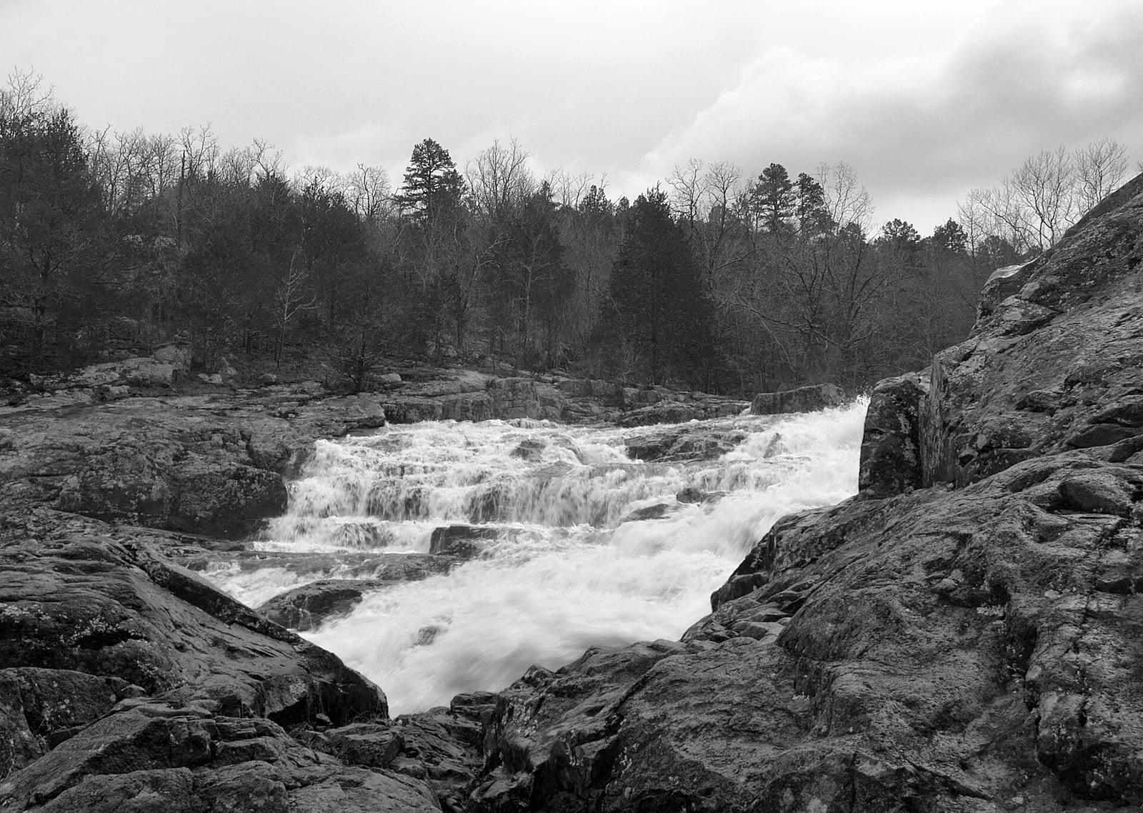 Rocky Falls in the Ozark National Scenic Riverways National Park in Shannon County, Missouri .