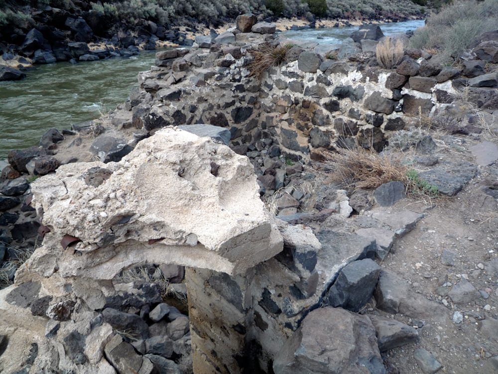 Bathhouse ruins at Manby (Black Rock) Hot Springs, Rio Grande Gorge, New Mexico