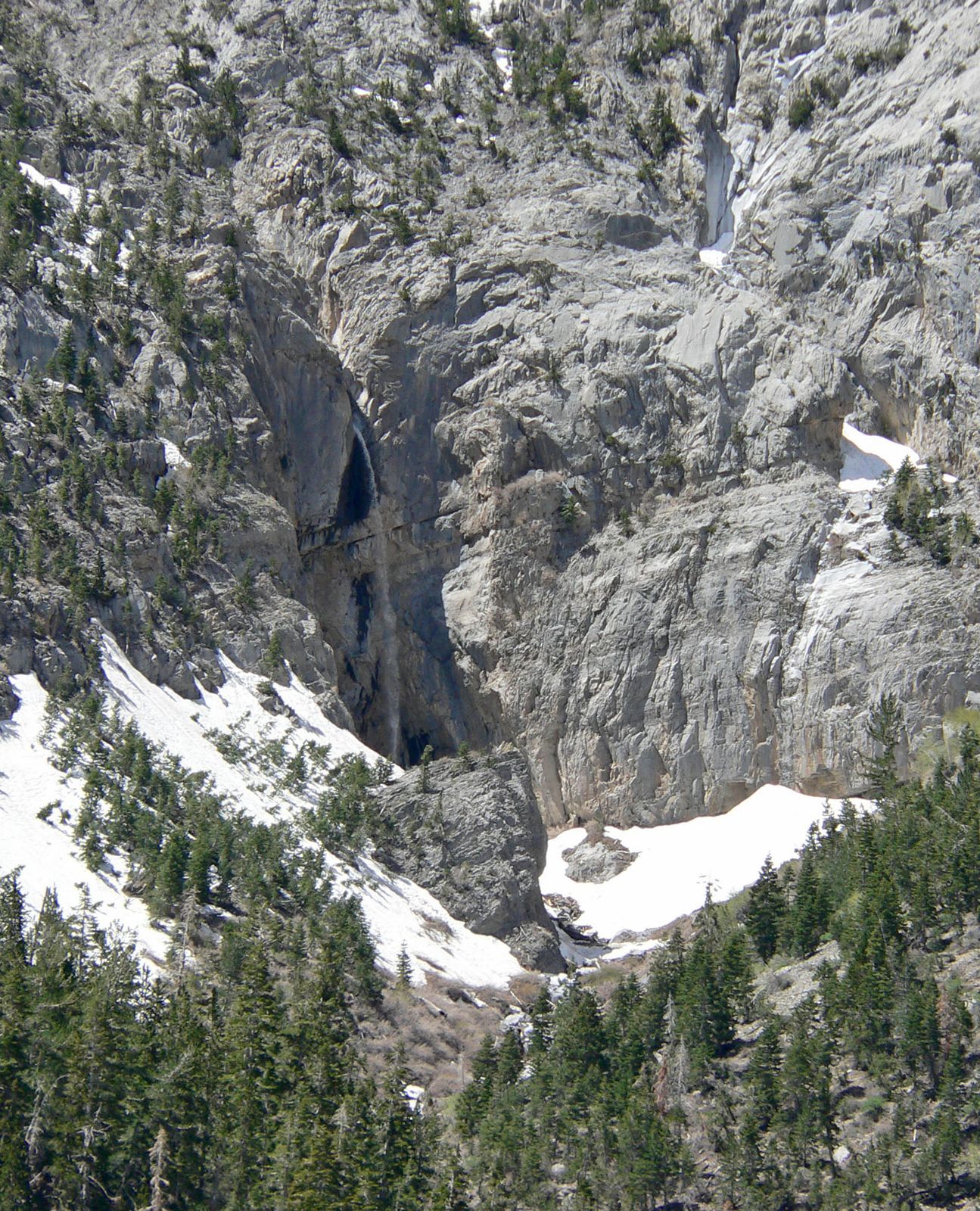 Distant view of Big Falls from the Mary Jane Falls Trail, May 2008