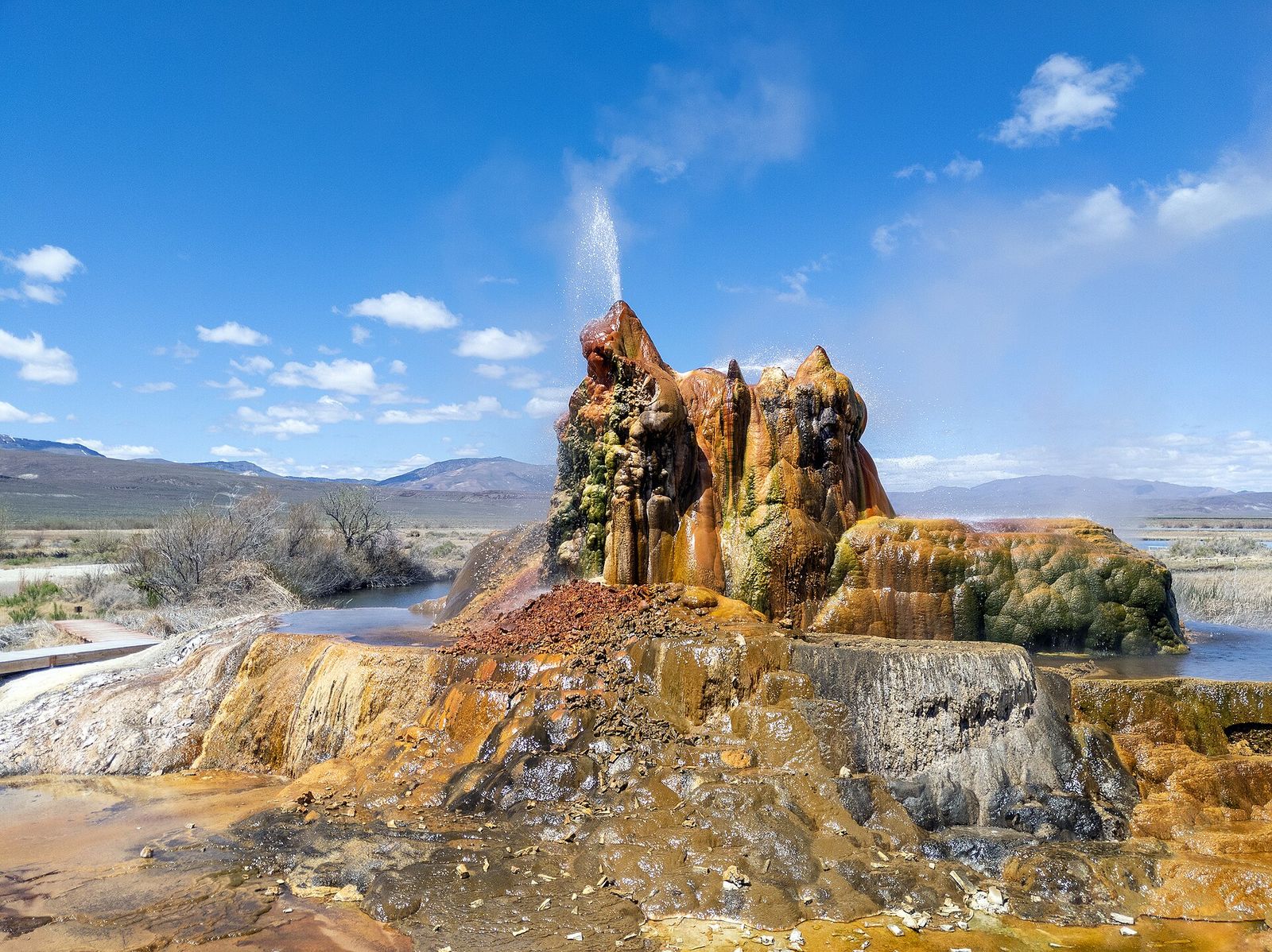 Fly Geyser and its terraced mineral mound, 2022
