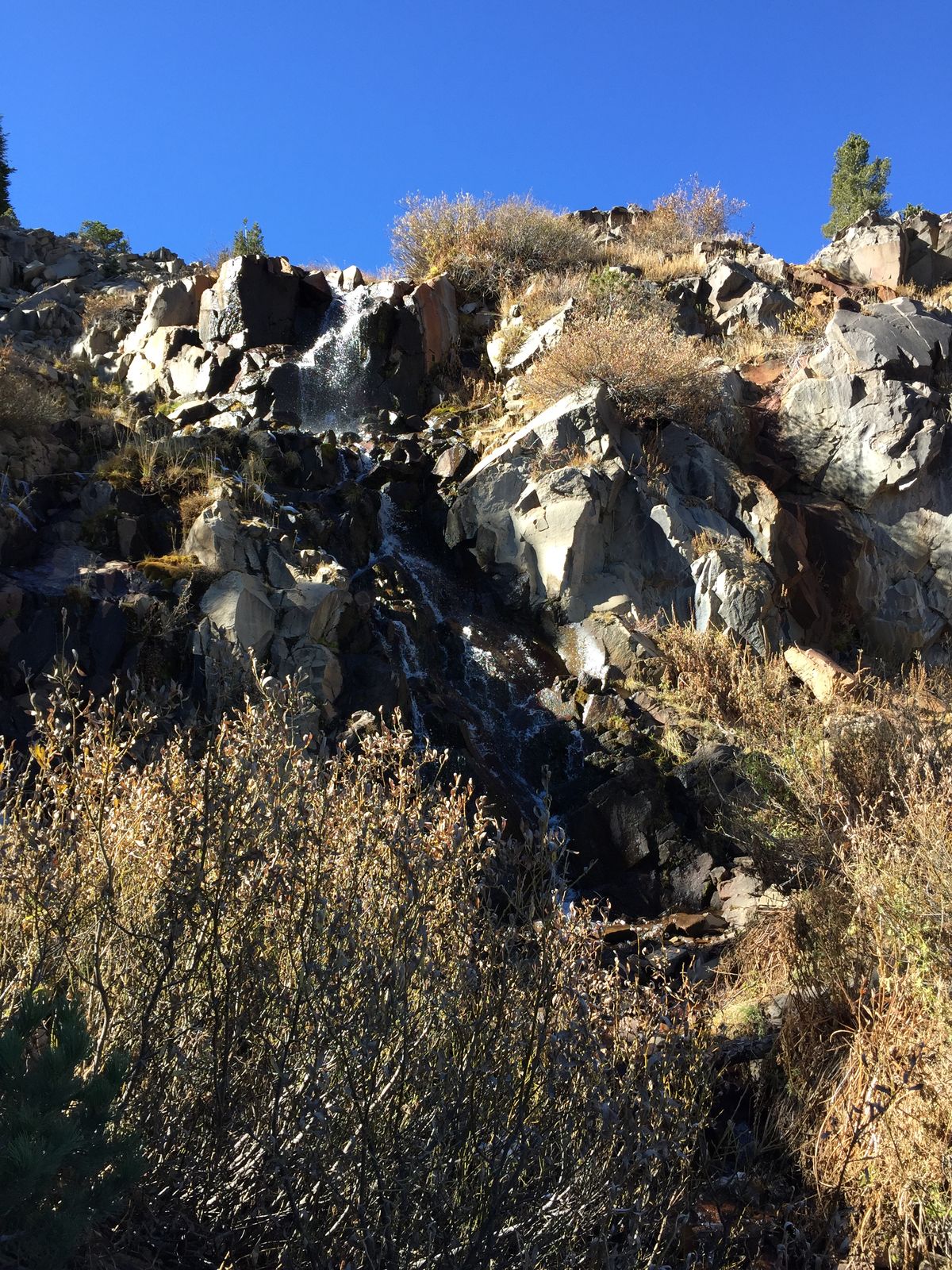 Low autumn flow at the falls on Galena Creek, October 2015