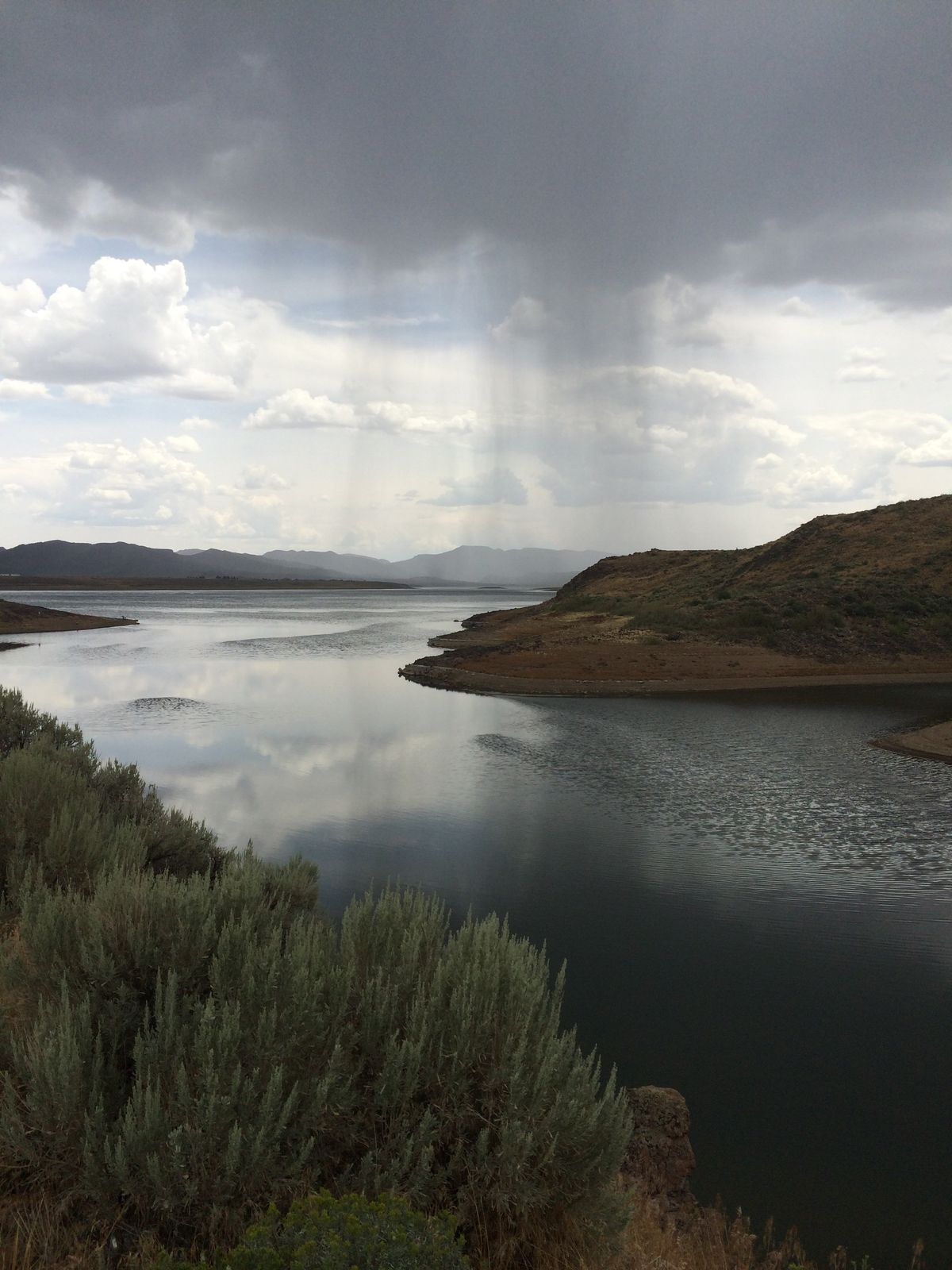 Rain over Wild Horse Reservoir