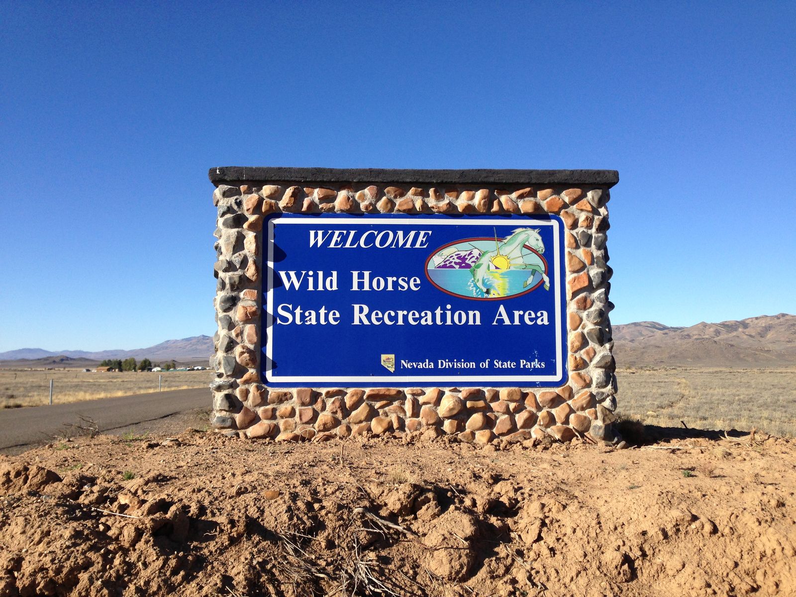 Entrance sign at Wild Horse State Recreation Area