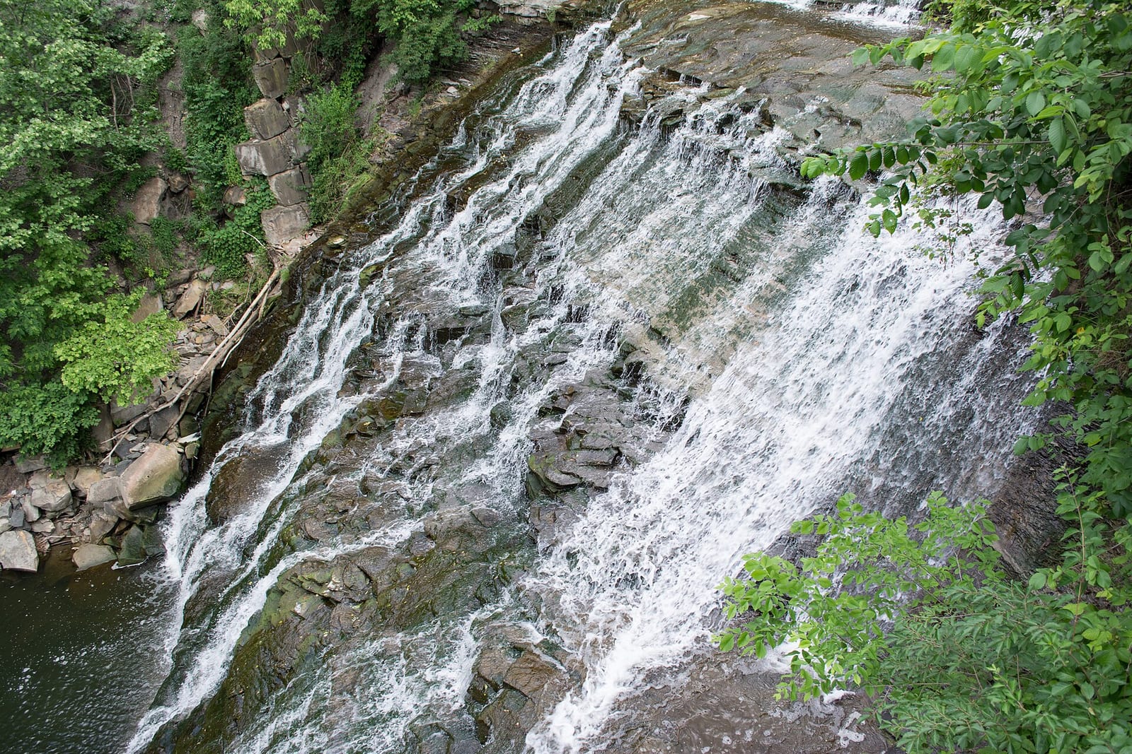 View of Mill Creek Falls on Mill Creek in Cleveland, Ohio, in the United States.