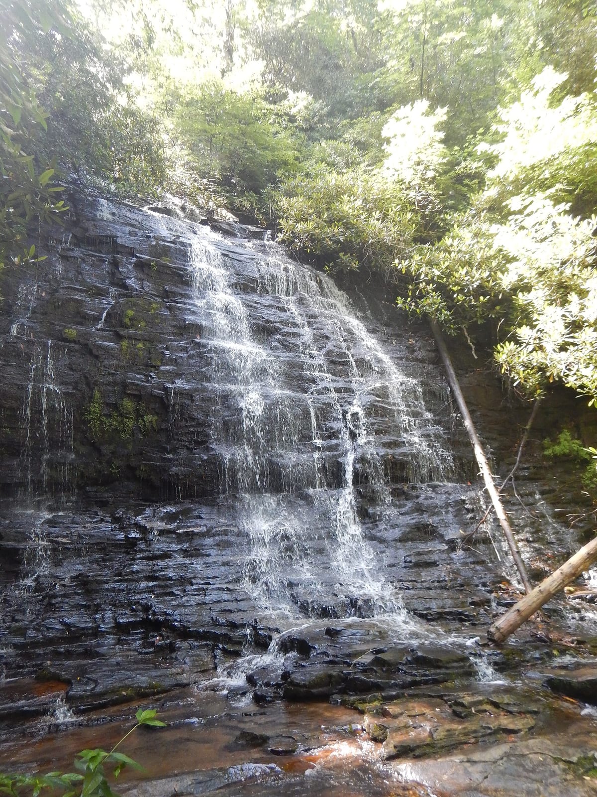 Spoonauger Falls is located off the Chattooga River Trail near Burrell's Ford Road.