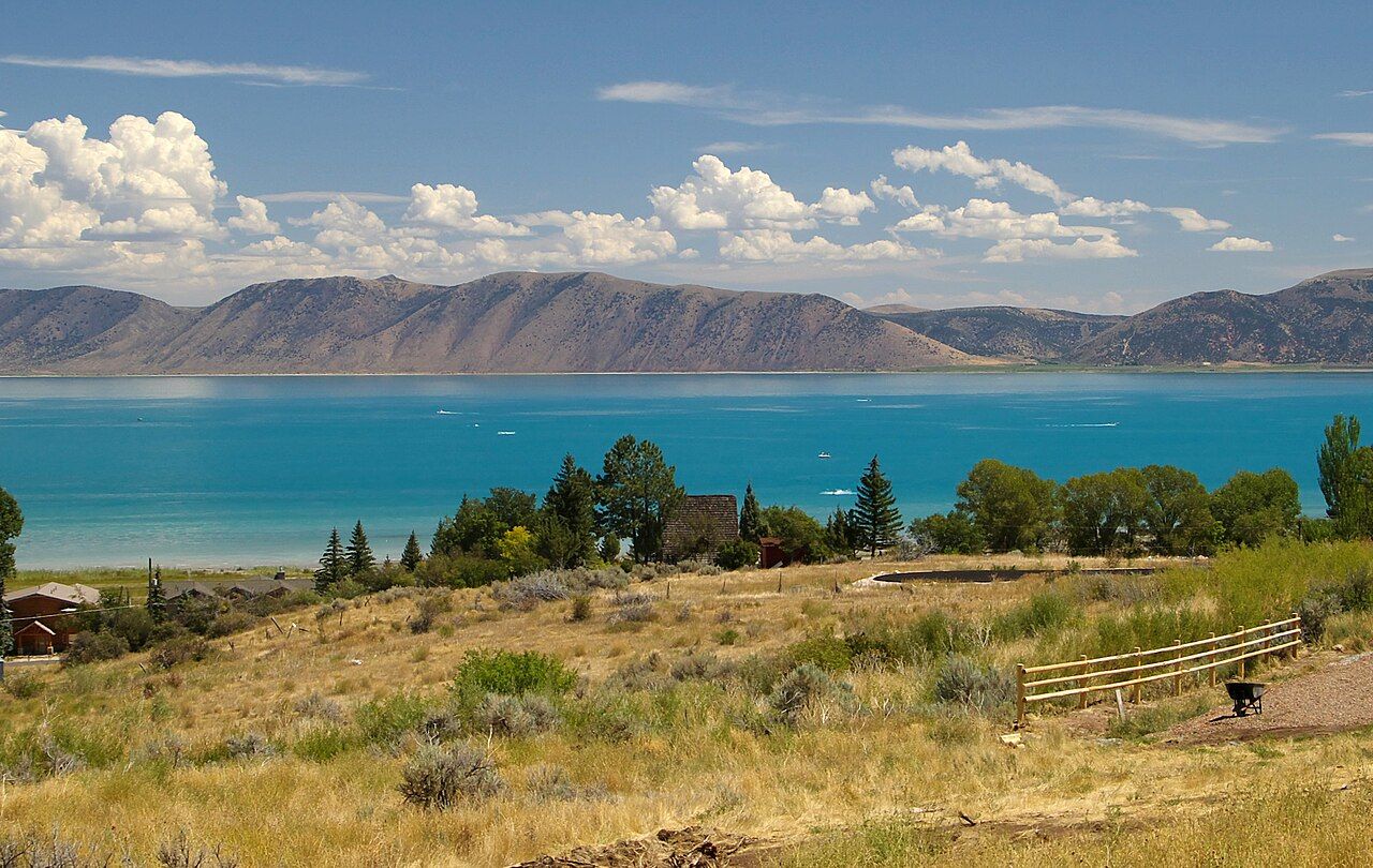 Bear Lake straddling Utah and Idaho, aquamarine water from mineral content