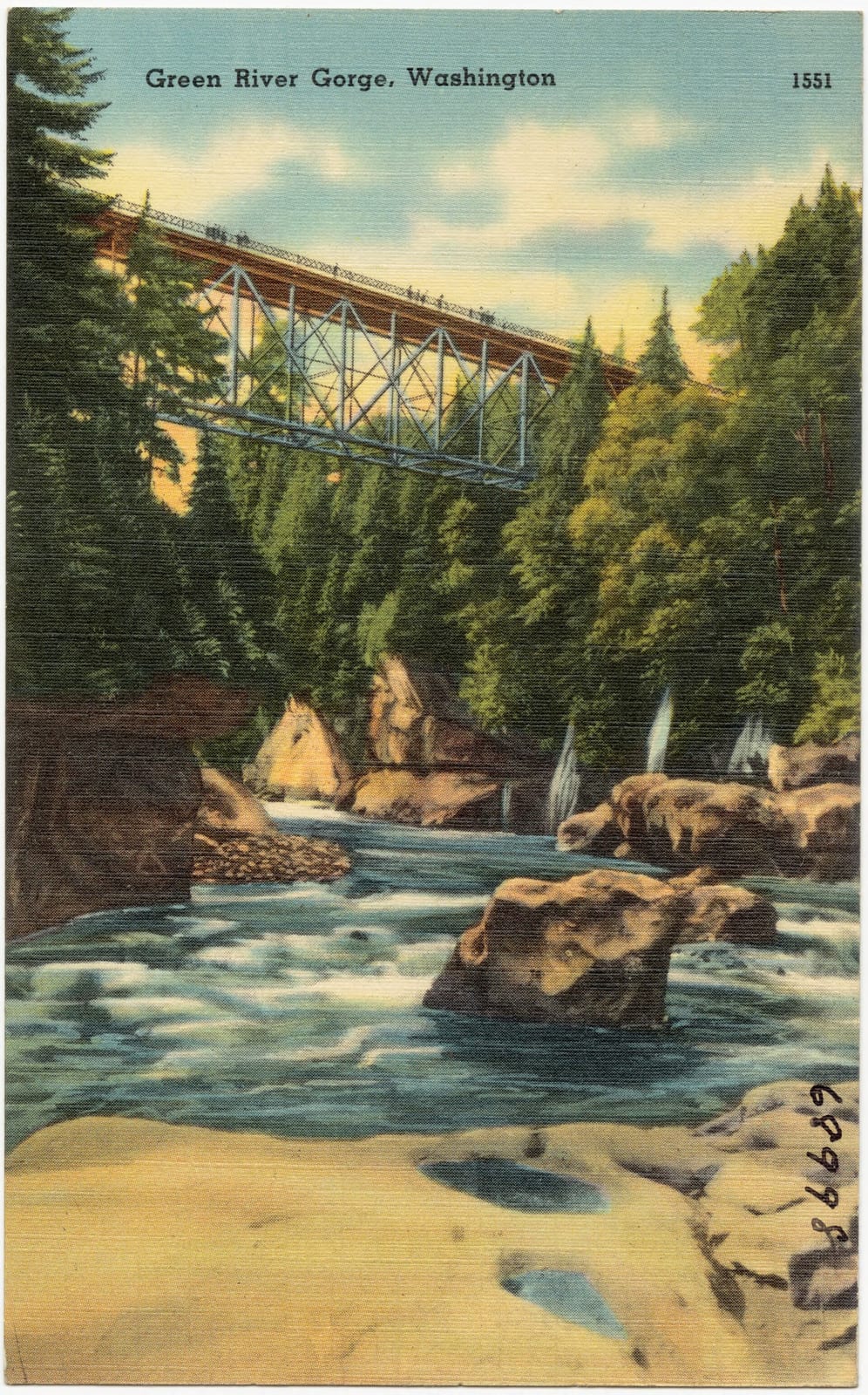 Title: Green River Gorge, Washington Subjects: Rivers; Bridges Places: Washington &gt; King (county) &gt; Green River Gorge Notes: Title from item. Extent: 1 pr