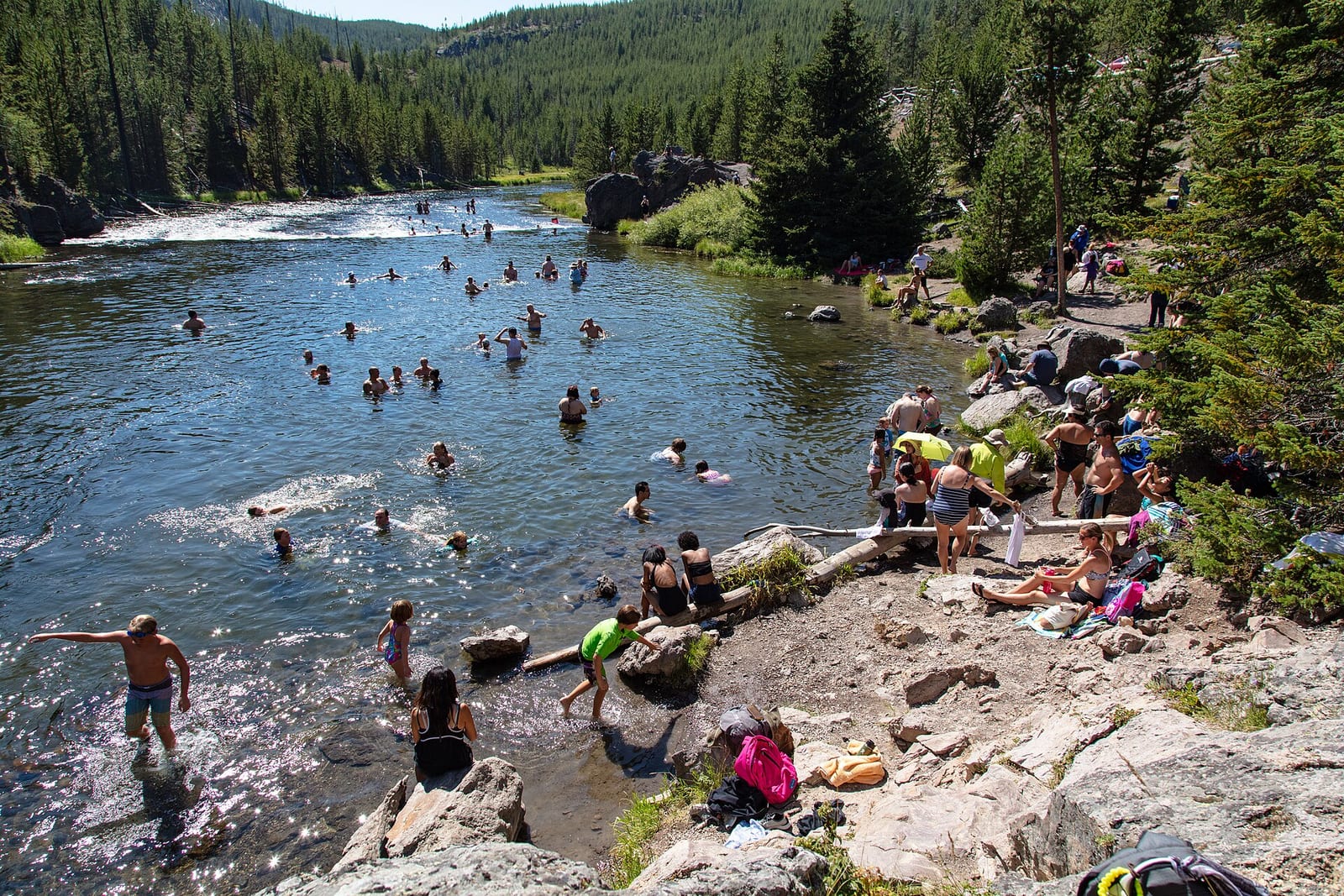 Firehole Swimming Area in Yellowstone National Park, Wyoming