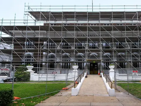 The Buckstaff Bathhouse in Hot Springs National Park , Hot Springs, Arkansas, United States undergoing renovation. The bathhouse was built in 1912 and listed on