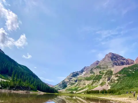 A photo taken of Crater Lake in Colorado's Maroon Bells Recreation Area.