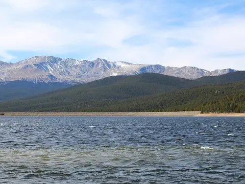 Turquoise Lake, a reservoir built and operated by the United States Bureau of Reclamation in Lake County, Colorado near Leadville. Its dam, Sugar Loaf Dam , is 