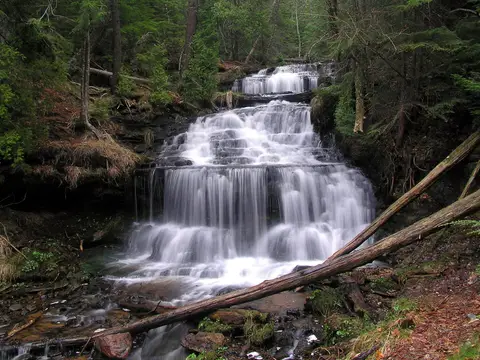 Wagner Falls, in the Wagner Falls Scenic Site . Located near Munising, Alger County , Upper Michigan.