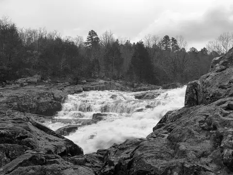 Rocky Falls in the Ozark National Scenic Riverways National Park in Shannon County, Missouri .