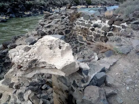 Bathhouse ruins at Manby (Black Rock) Hot Springs, Rio Grande Gorge, New Mexico