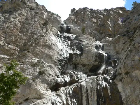 Mary Jane Falls on the cliffs of upper Kyle Canyon, May 2008