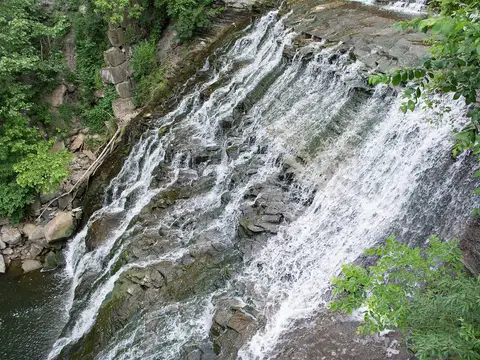 View of Mill Creek Falls on Mill Creek in Cleveland, Ohio, in the United States.