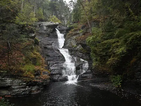 The main cascade of Raymondskill Falls and the pool below it. Delaware Water Gap, Pennsylvania.