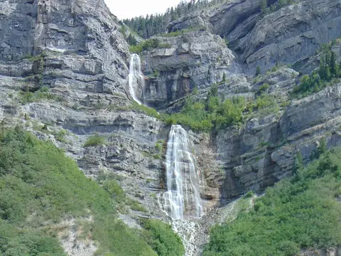 Bridal Veil Falls double cataract in Provo Canyon